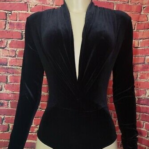 H&M black long sleeve velvet bodysuit - Picture 4 of 4